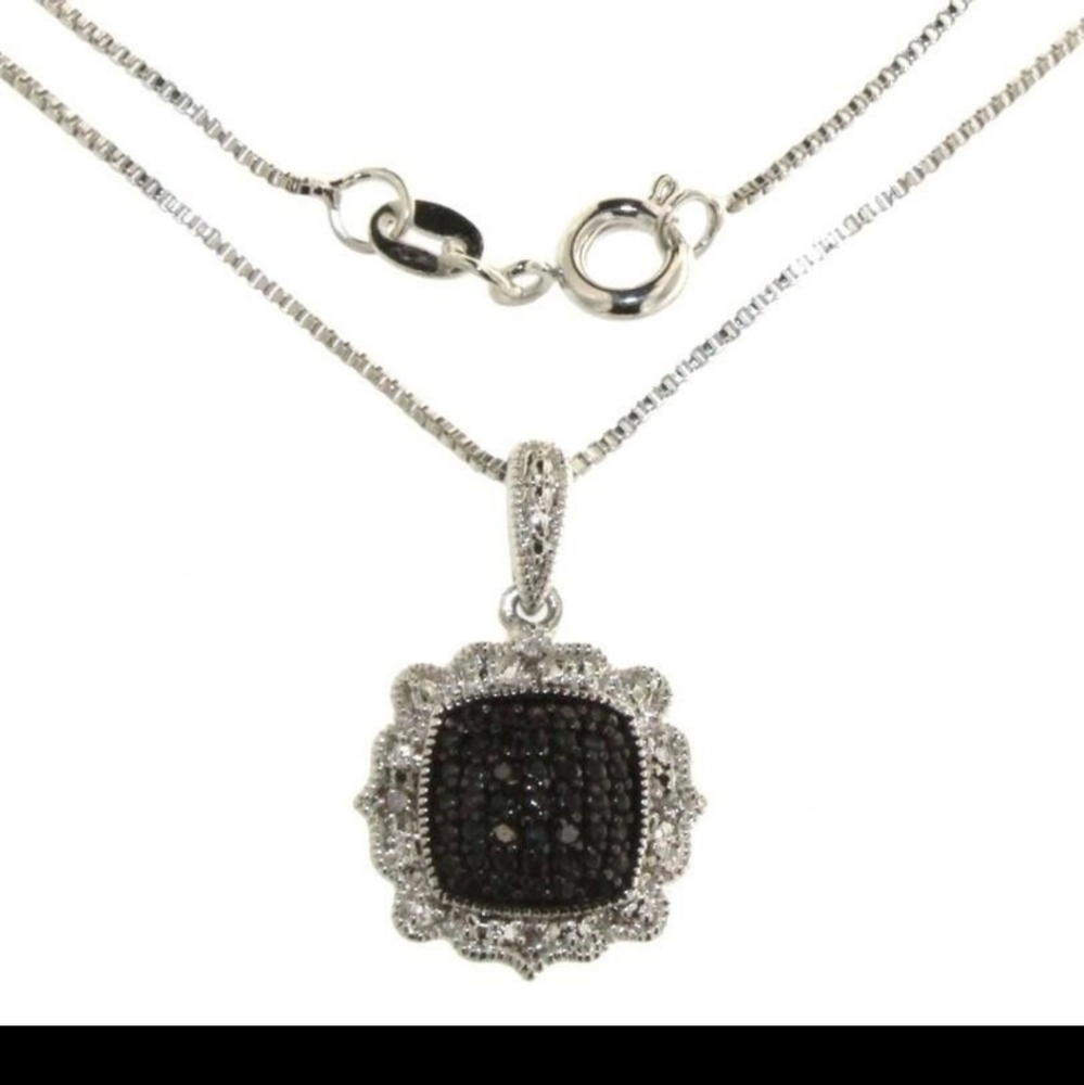 Genuine Elegant Black & White Diamond Necklace